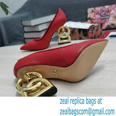 Dolce  &  Gabbana Heel 10.5cm Leather Pumps Red with DG Pop Heel 2021